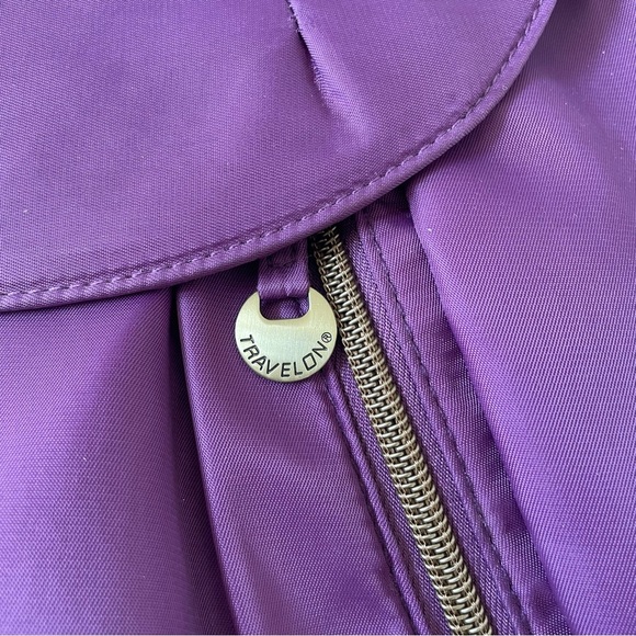 Travelon Purple Hobo Zip Crossbody 5 Point Anti Theft Purse Travel Bag - Picture 2 of 11